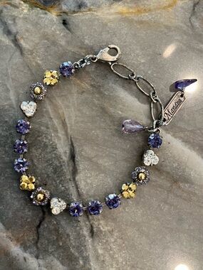 Mariana Purple and Gold Floral Crystal Bracelet